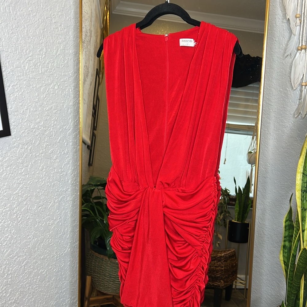 HOUSE OF CB 'Aliza' Cherry Gathered Mini Dress NWOT - Picture 10 of 14